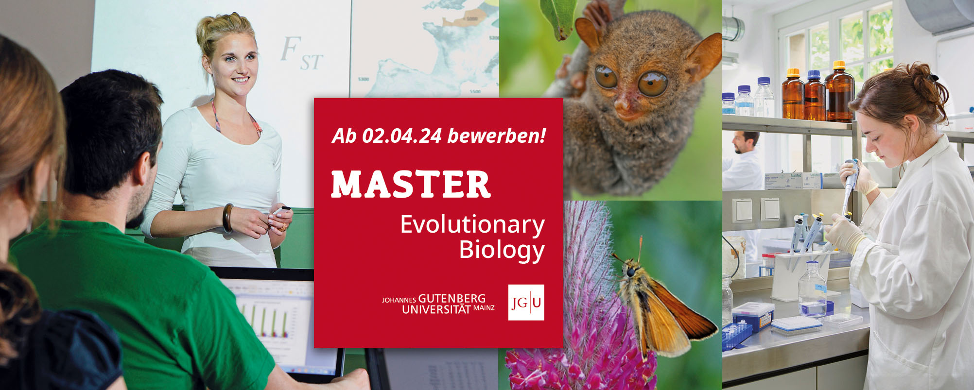 Neuer internationaler Masterstudiengang am Fachbereich Biologie ab Wintersemester 2024/25. Fotos: T. Hartmann (2), Adobe Stock, S. Xu